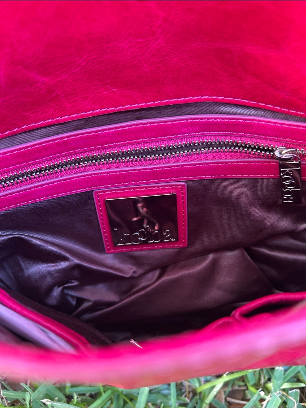 Kooba Fuchsia Leather Messenger Bag - Picture 11 of 12